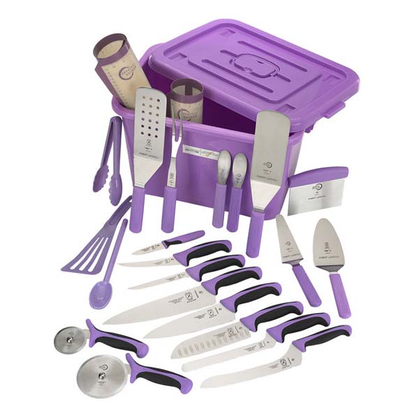 Mercer Culinary Purple Allergen-Safe Storage Tote and Utensils Kit