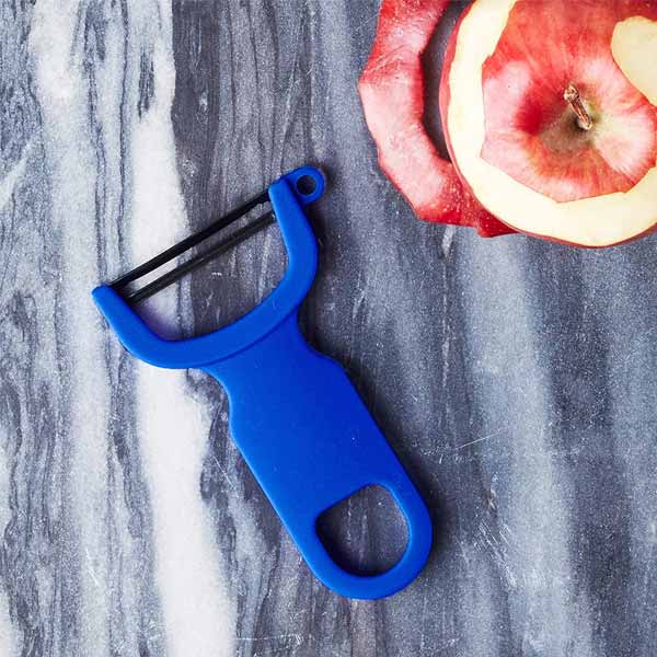 4" Blue "Y" Vegetable Peeler with Straight High Carbon Stainless Steel Blade