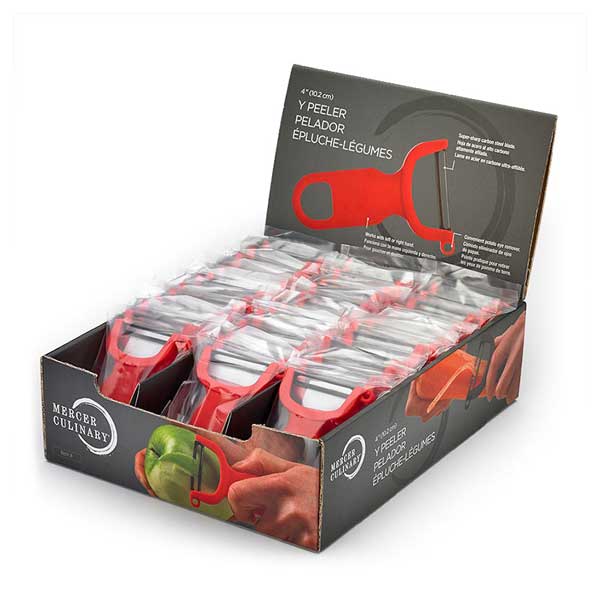 4" Red "Y" Vegetable Peeler with Straight High Carbon Stainless Steel Blade