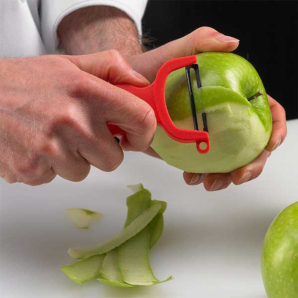 4" Red "Y" Vegetable Peeler with Straight High Carbon Stainless Steel Blade