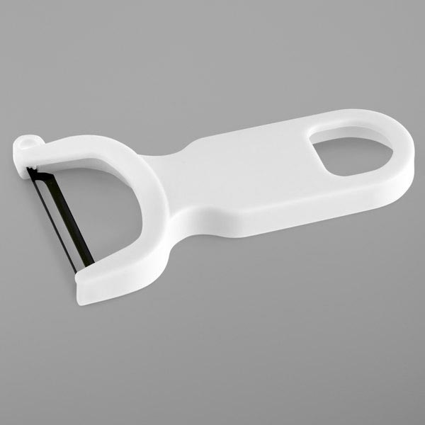 4" White "Y" Vegetable Peeler with Straight High Carbon Stainless Steel Blade
