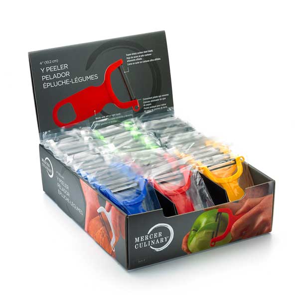 4" Black, Blue, Green, Red, White and Yellow "Y" Vegetable Peeler with Straight High Carbon Stainless Steel Blade