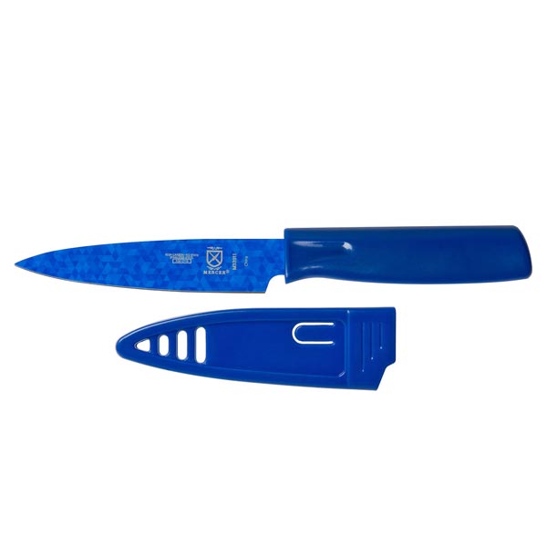 4" Blue Non-Stick Paring Knife with Sheath / Mercer
