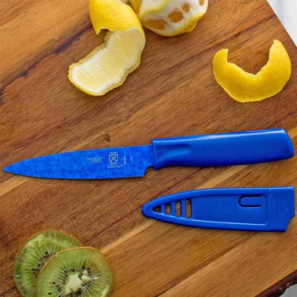 4" Blue Non-Stick Paring Knife with Sheath / Mercer