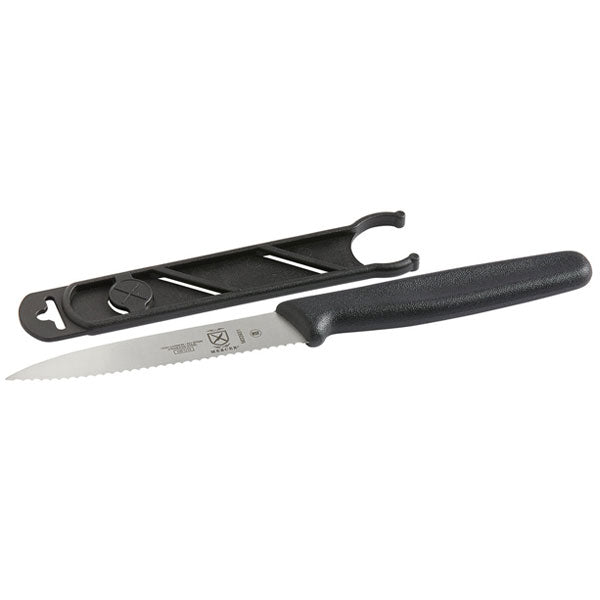 4" Serrated Pointed Tip Paring / Bar Knife with Guard