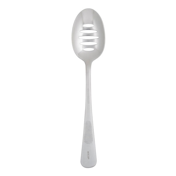 7 7/8" Stainless Steel Slotted Bowl Plating Spoon / Mercer