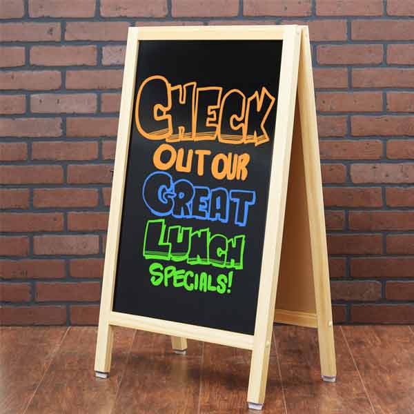 Full Height A Frame Sidewalk Marker Board Natural Finished Pine / Winco