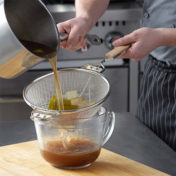 Stainless Steel Medium Double Mesh Strainer with Reinforced Bowl / Winco