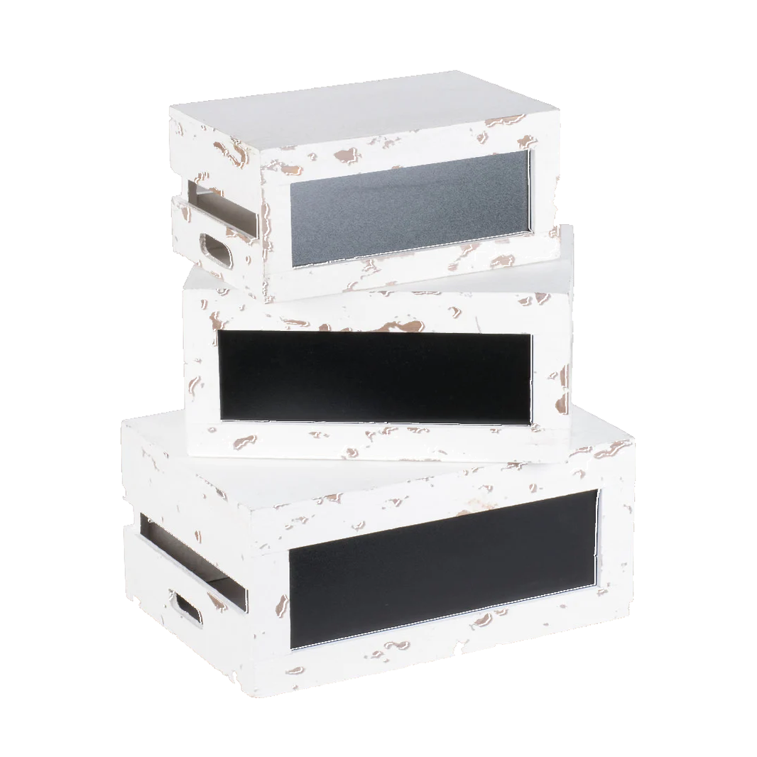 3-Piece Distressed Wood Chalkboard Crate Riser Set / Tablecraft