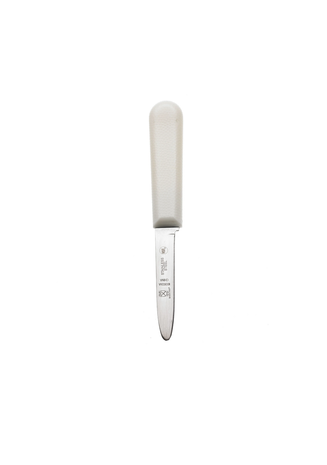 3 1/4" Stainless Steel Clam Knife with White Textured Poly Handle