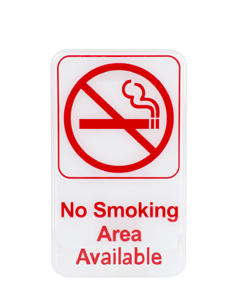 6"X 9" Sign, No Smoking Area Available, Red/White / Tablecraft