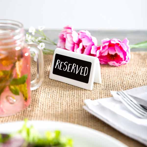 3.5" x 2" Double-Sided Porcelain Dry Erase Table Tent / Tablecraft