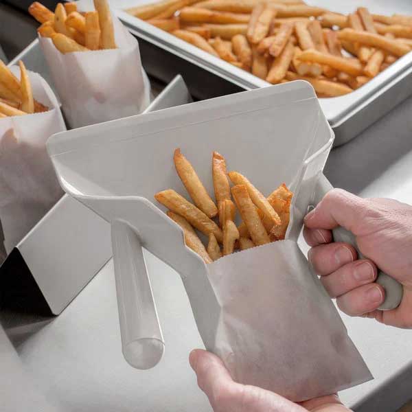 Dual Handed Plastic French Fry Scoop-Holder / Knicer