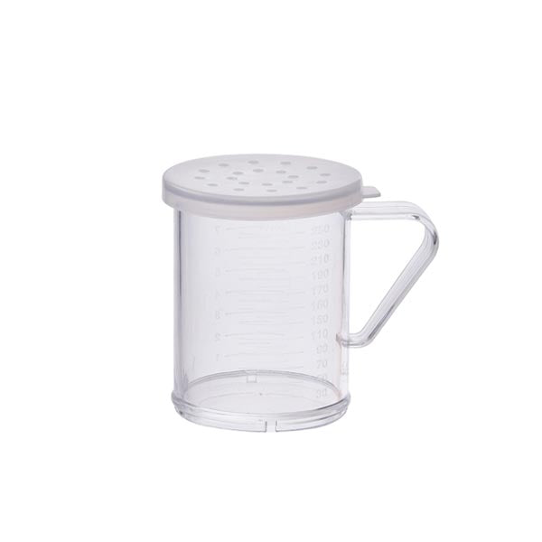 10 Oz. Clear Polycarbonate Dredge with Hole Snap-On Lid