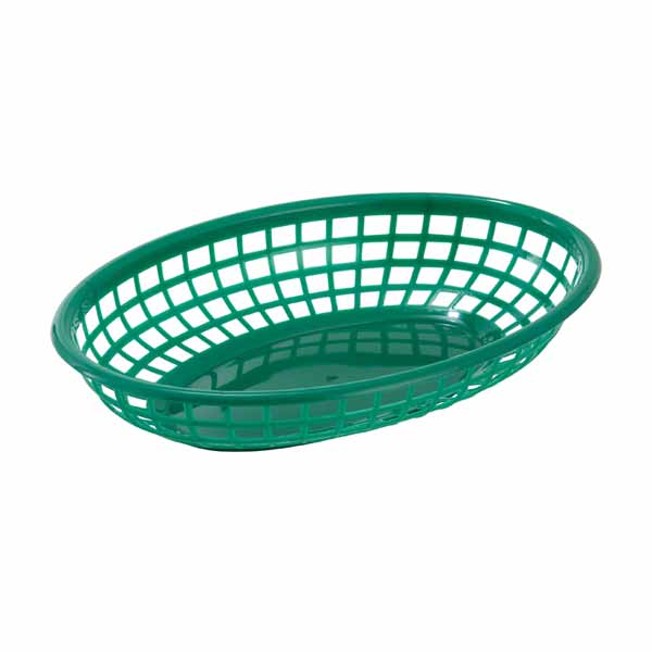 9 1/2" Green Premium Oval Fast Food Basket / Winco