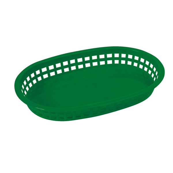 Green Oval Plastic Fast Food Basket / Winco