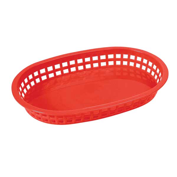Red Oval Plastic Fast Food Basket / Winco