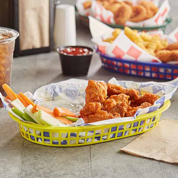 Yellow Oval Plastic Fast Food Basket / Winco
