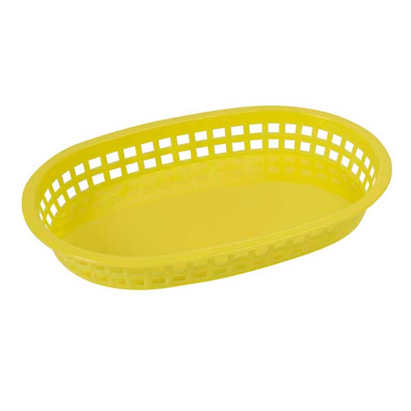 Yellow Oval Plastic Fast Food Basket / Winco