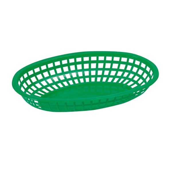 10 1/4" Green Premium Oval Fast Food Basket
