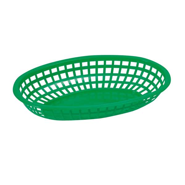 10 1/4" Green Premium Oval Fast Food Basket - 12pcs / Winco