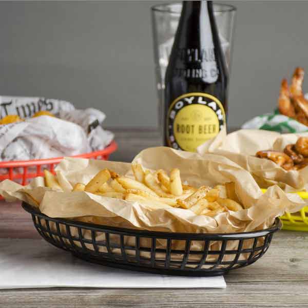 10 1/4" Black Premium Oval Fast Food Basket
