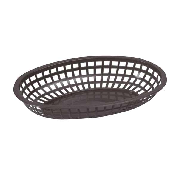 10 1/4" Black Premium Oval Fast Food Basket