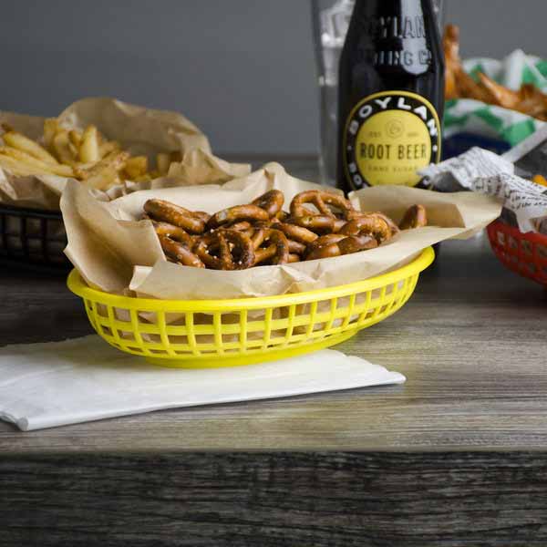 12 1/4" Yellow Premium Oval Fast Food Basket