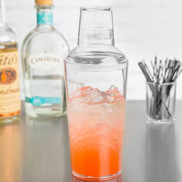 27 oz. Clear Plastic 3-Piece Cobbler Cocktail Shaker / Tablecraft