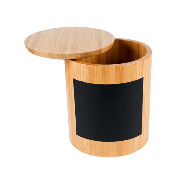 Write-On 9" x 10" Bamboo Round Storage Container with Chalkboard / Tablecraft