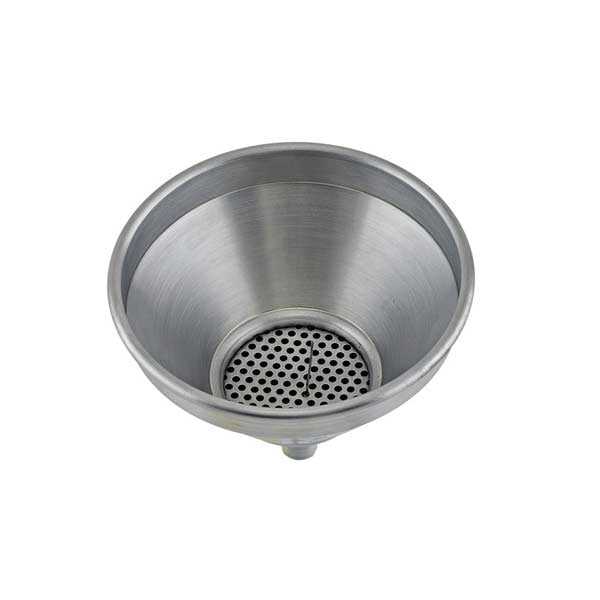 1 Pint Spun Aluminum Funnel with Strainer / Winco