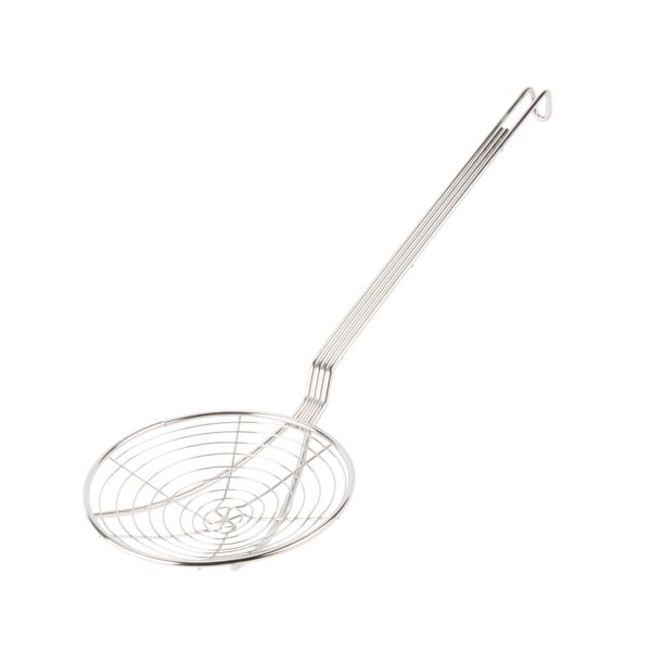 7" Diameter Round x 14" Handle Nickel Plated Spiral Wire Skimmer / Winco