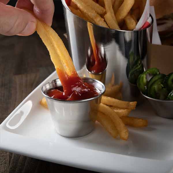 2.5 oz. Stainless Steel Round Sauce Cup - 12pcs / Ramekin / Winco