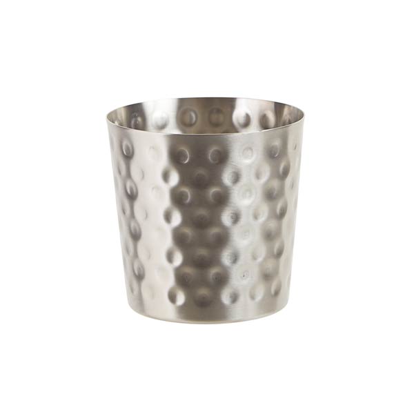 Hammered Stainless Steel French Fry Cup - 3 1/2" / Winco