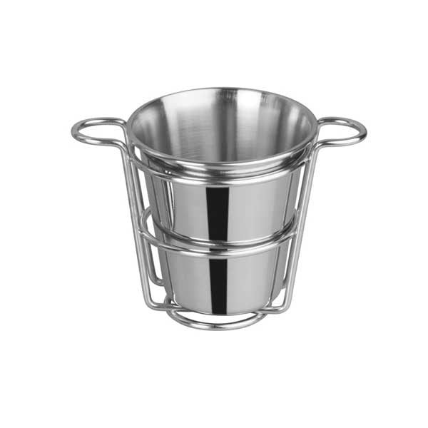 4-Inch Dia Stainless Steel Fry Cup with Wire Holder / Winco