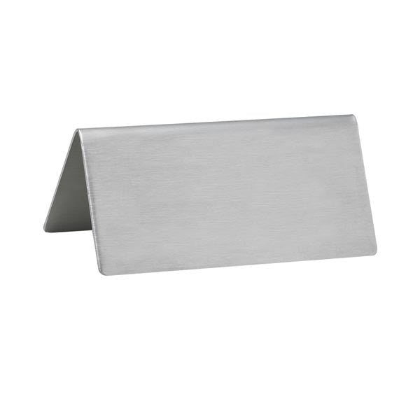 3" x 1.25" x 1.5" Stainless Steel Blank Beverage Tent Sign Tablecraft