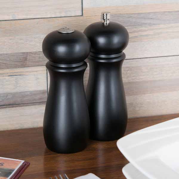 6" Rubberwood Salt Shaker and Pepper Mill Set / Winco
