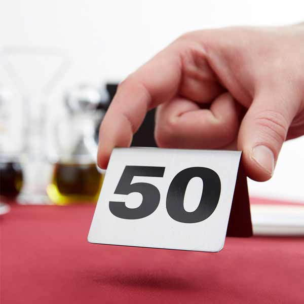 26 to 50 Stainless Steel Table Tent Number / Tablecraft