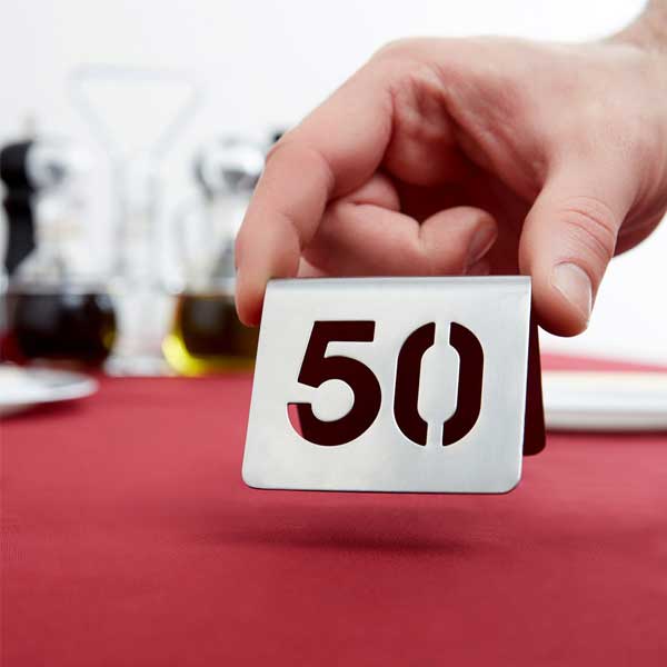 1 to 50 Stainless Steel Table Tent Cut-Out Number / Tablecraft