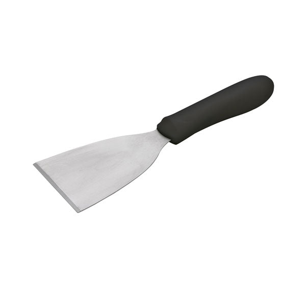 9" Stainless Steel Scraper with Black Ergo Handle / Winco