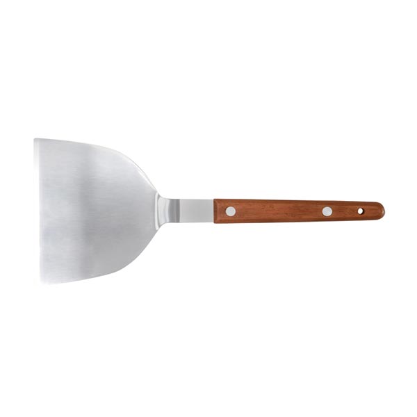 4" Blade Solid Teppanyaki Turner with Wood Handle / Winco