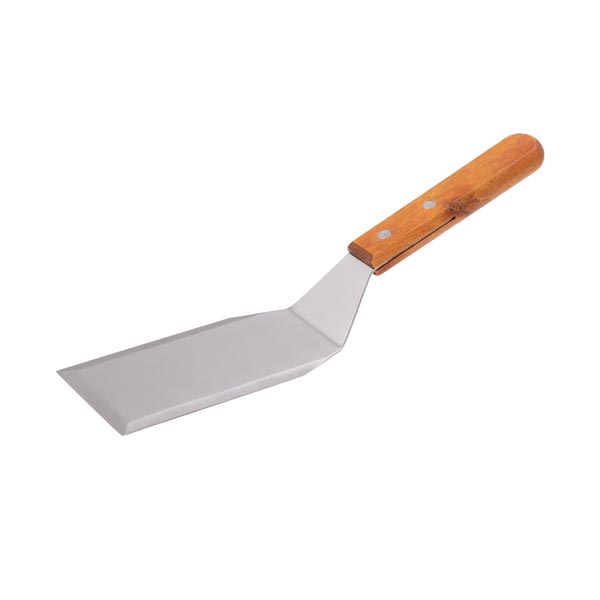 6" Blade Solid Hamburger Turner with Wood Handle / Winco