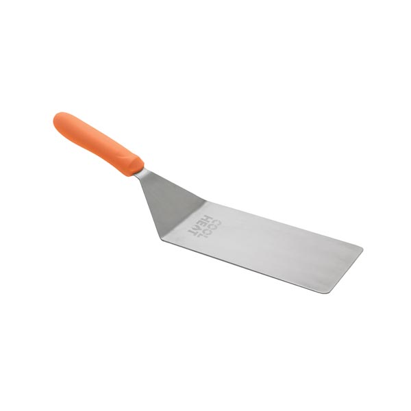 5.13" x 2.88" Stainless Steel Offset Hamburger Turner with Orange Cool Heat Nylon Handle / Winco