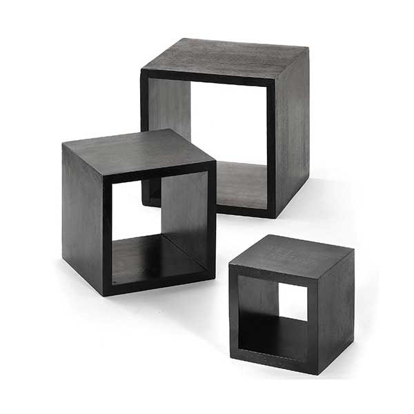 3 Piece Square, Black Wood Riser Sets / Tablecraft
