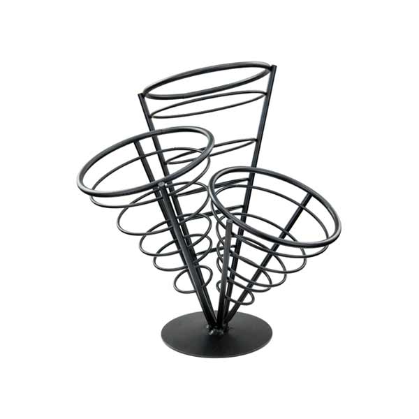 10 3/4" Wire French Fry Holder with 3 Cones / Winco