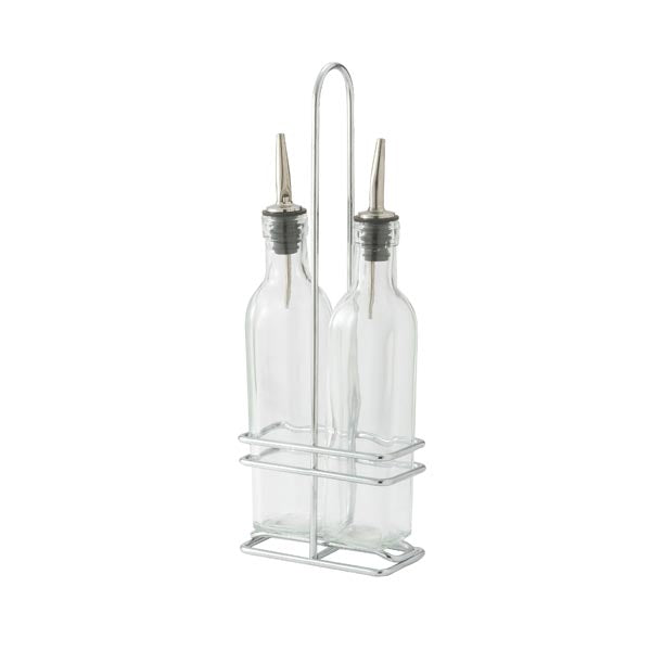 Chrome 12" Tabletop Oil / Vinegar Cruet Rack / Winco