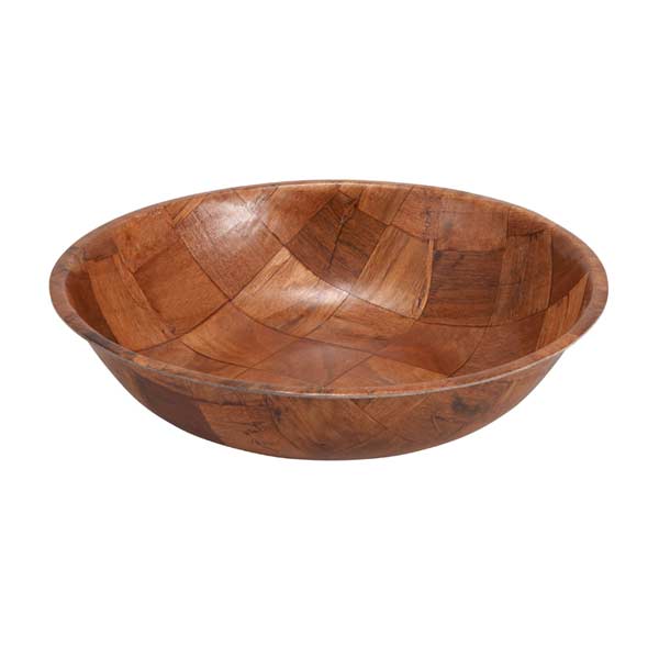 16" Woven Wood Salad Bowl, Mahogany / Tablecraft