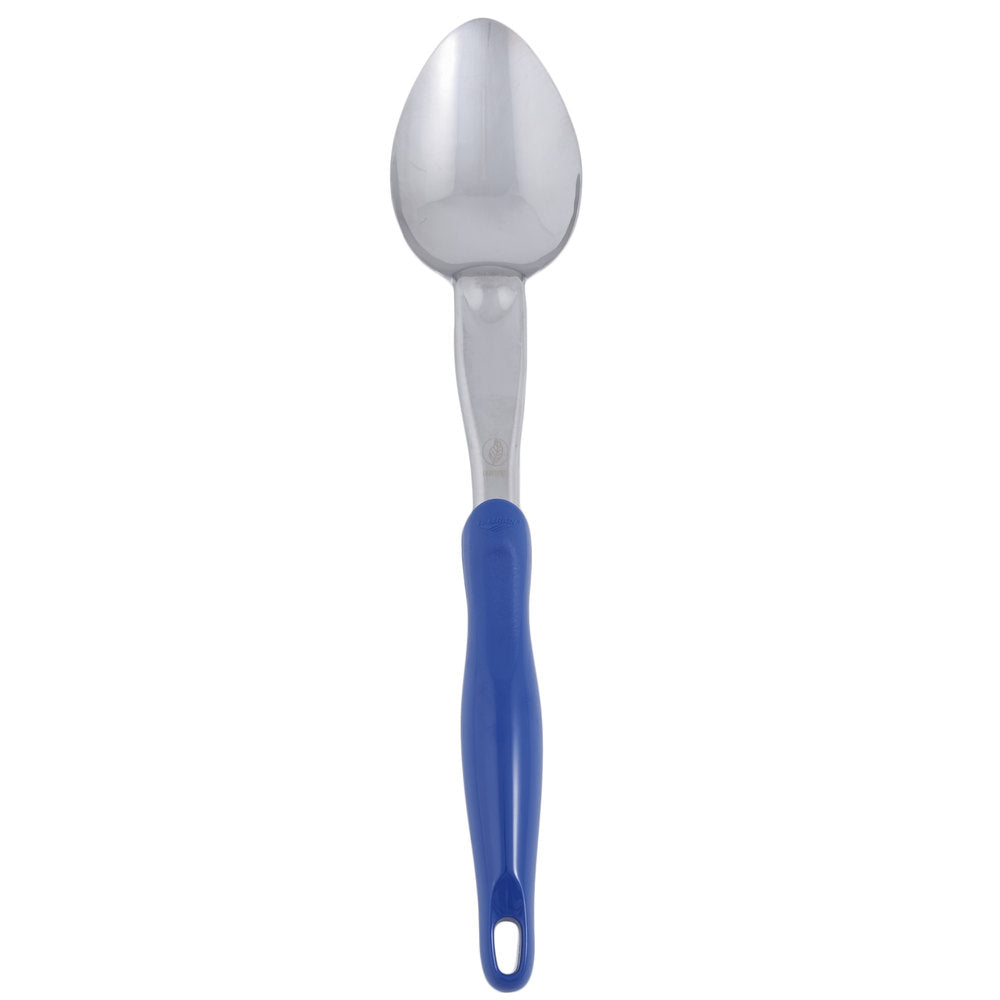 Vollrath Jacob's Pride 14" Heavy-Duty Solid Basting Spoon with Blue Ergo Grip Handle