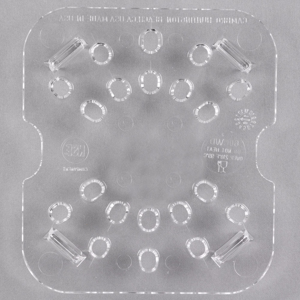 Cambro Camwear 1/6 Size Clear Polycarbonate Drain Tray