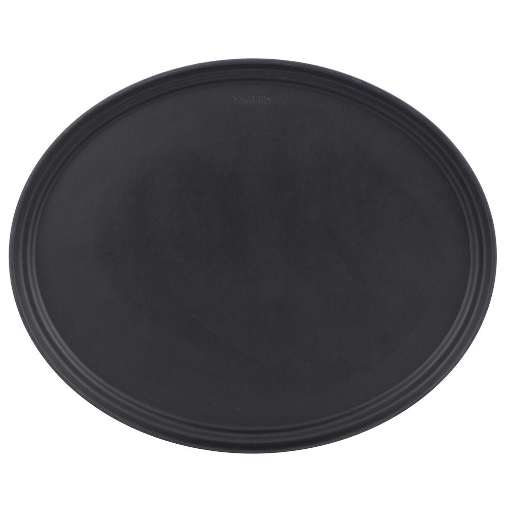 Cambro Camtread® 22" x 27" Black Non-Skid Oval Serving Tray - 6/Case